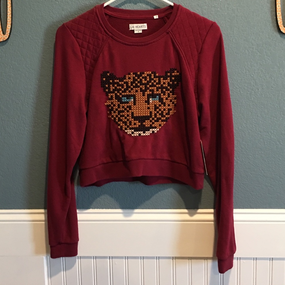 LA Hearts Crop Crew Neck Sweater